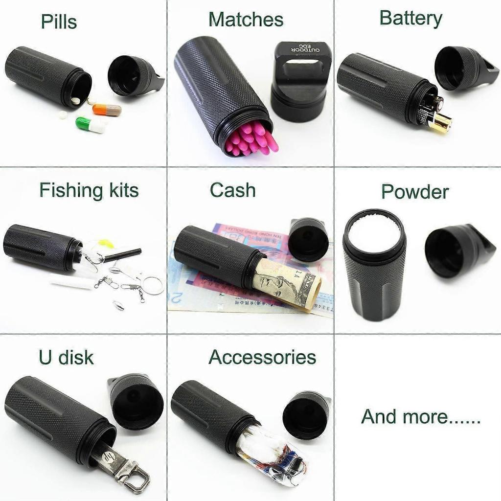 Aluminum Waterproof Bottles,Waterproof Capsule Seal Bottle Pill Box Survival Container Pills Storage Bottle,EDC Waterproof Box,Ternel