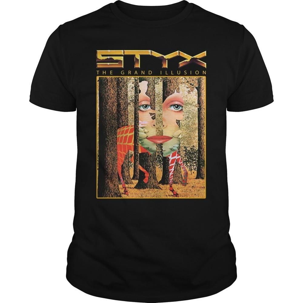 

Styx Band The Grand Illusion Tshirt Black Short Sleeve Unisex All Size S234XL Unisex T-Shirt XL