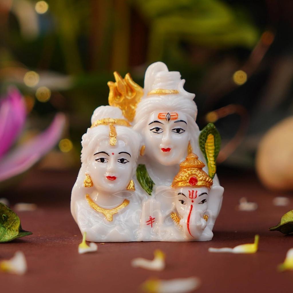 Żywiczna Statua Śiwy Żywiczna Murti Shiv Parivar Idole Bogów Statuetka Eksponat, 7 cm