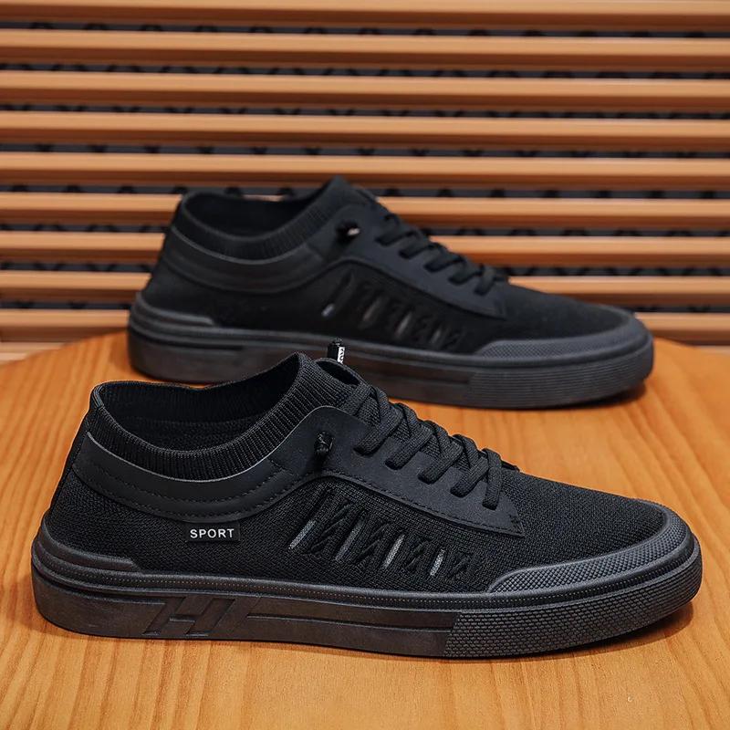 2024 Men's Breathable Sneakers Summer Casual Loafers Lightweight Round Head Solid Colour Non-slip Flats Zapatillas Para Hombres