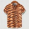 Small and Trendy Leopard Print Full Print American Retro Animal Pattern Print Men's Loose Shirt