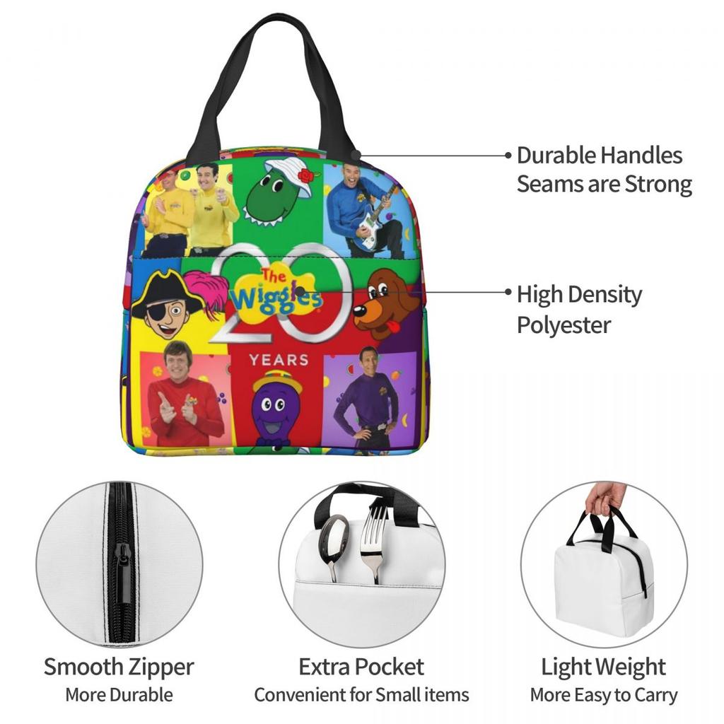 The Wiggles Tv Show Music Band Insulated Lunch Bag for Women Office Cooler Thermal Food Box Tote Portable Lunch Boxes Container