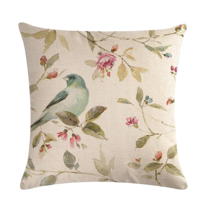 45x45cm ptaki i kwiaty Sofa dekoracyjna poszewka na poduszkę poszewka na poduszkę pościel 45*45 rzuć poduszka Home Decor poszewka na poduszkę