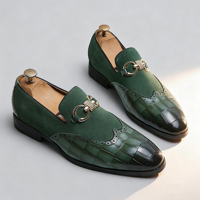 Men's Formal Leather Shoes British Style Slip On Loafers Pointed Toe Breathable Non-Slip Business Elegant Dress Wedding Office