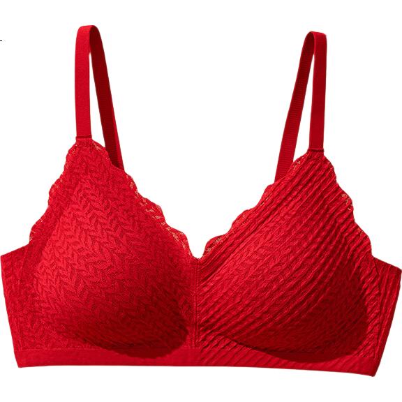 Urban Beauty Red Plus Size Women's Lingerie Lift and Gather Wireless Bra for Year of the Horse Wedding Celebration