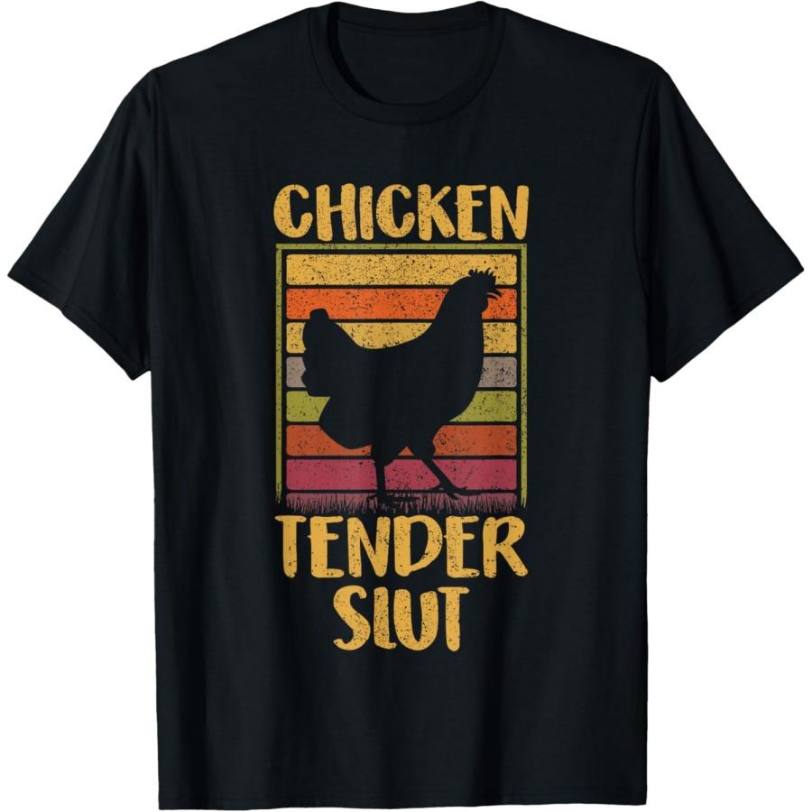 Chicken Tender Slut Funny Chicken Retro T-Shirt XXXXXL чёрный