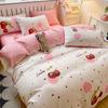 Four-piece Set of Floral Bed, Washed Quilt Set, Single Dormitory Three-piece Set