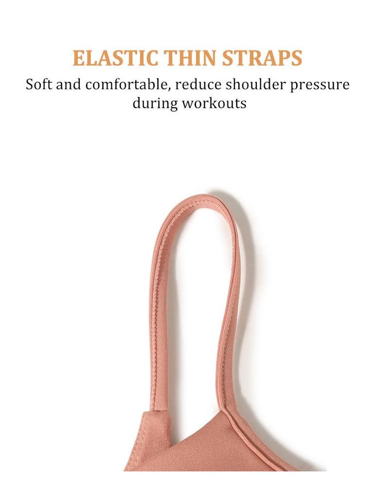 Women's Wireless Strappy Sports Bra - Seamless Shockproof Design for Running & Fitness