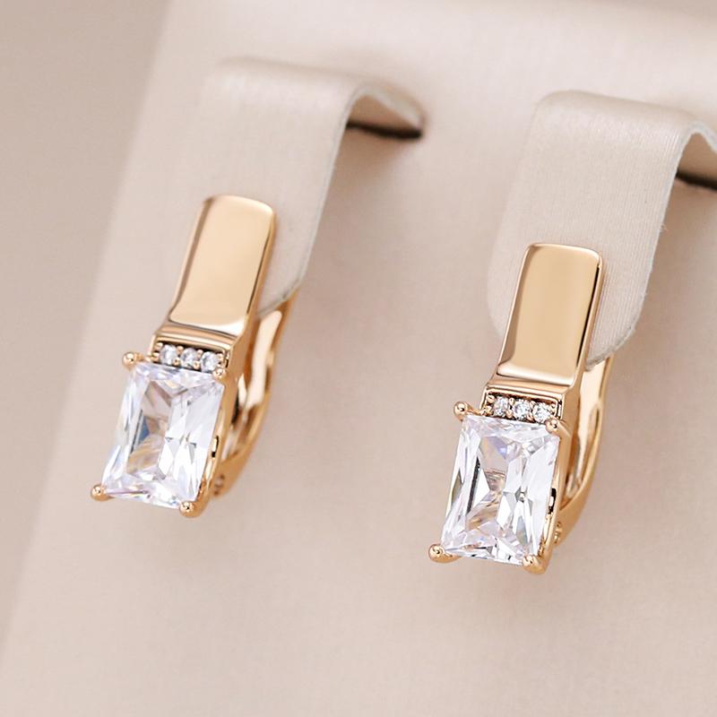Kienl  Square Natural Zircon Drop Earring For Women  Rose Gold Color Wedding Accessories High Quality Daily Fine Jewelry