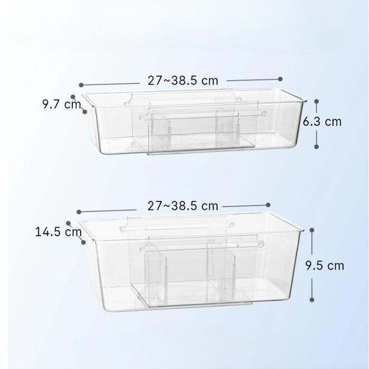 2026 Extendable Drawer Storage Box, Transparent PET Cutlery Organizer Box for Kitchen Tableware Sorting