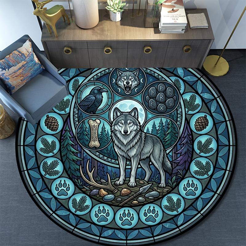 Bear Nature Harmony Round Area Rug Under Office Chairs Bedroom Living Room Home Decor