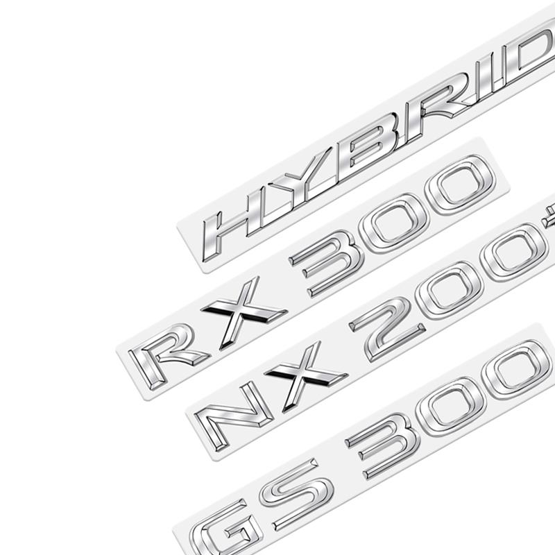 Metal Emblem Car Sticker Badge Decal Body Trunk Decor for Lexus Hybrid GS300 GS430 GS460 GX400 NX300 RX300 Chrome Silver