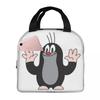 Linda Bolsa de Almuerzo Aislada de Topo Feliz Krtek para Niños, Nevera Escolar, Fiambrera Térmica, Bolsa de Mano, Contenedor Portátil para Almuerzo