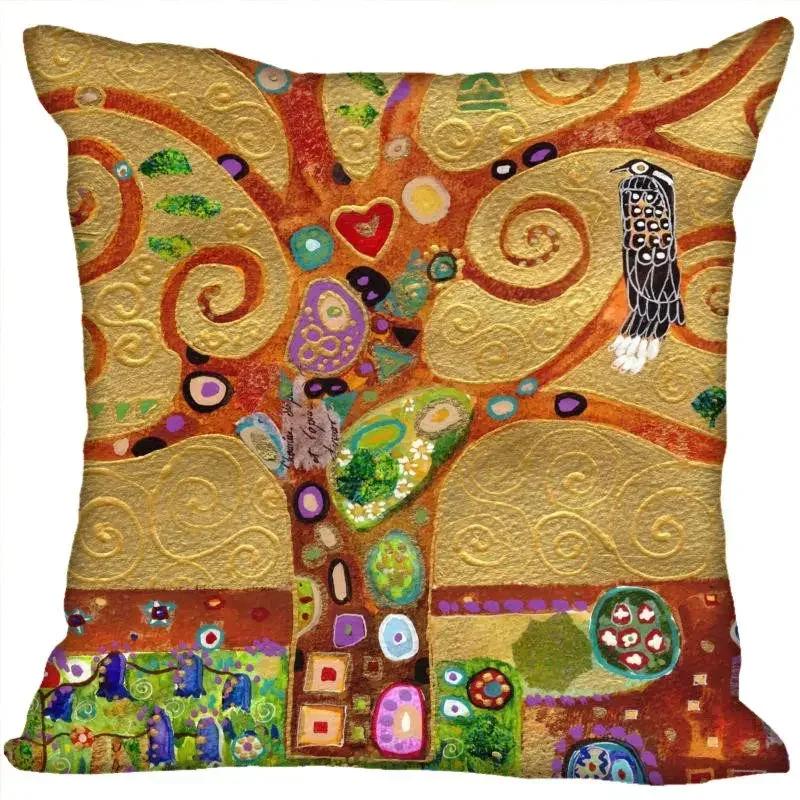 Custom Art Pattern Pillow Cases Gustav Klimt Square Pillowcase Christmas Zippered Pillow Cover _(One Side)Pillowcase ,