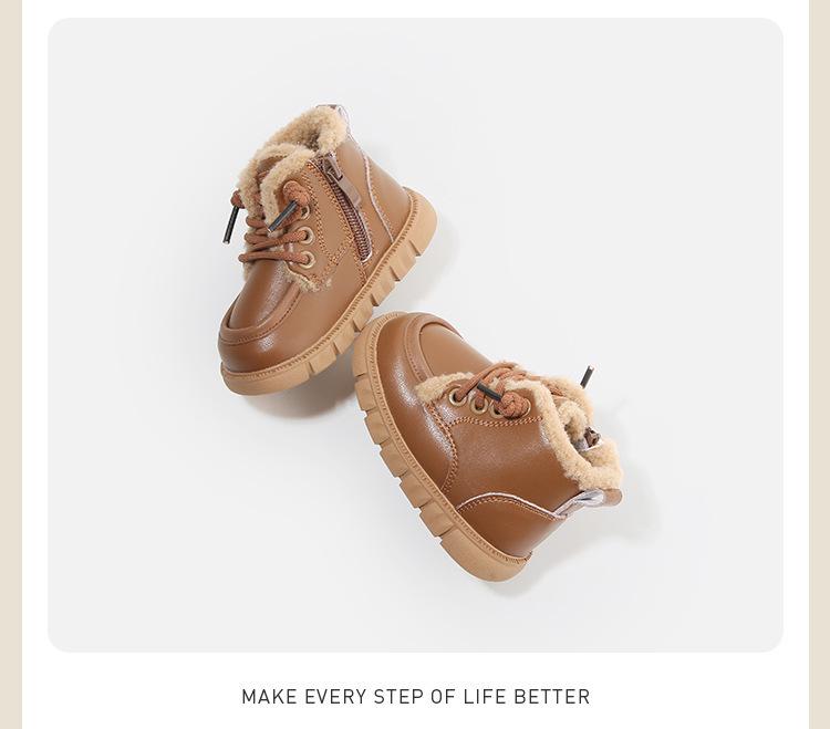 Baby Boys Velvet Martin Boots: Winter Short Boots for Kids, Versatile Baby Walker Shoes Suitable for Boys and Girls.