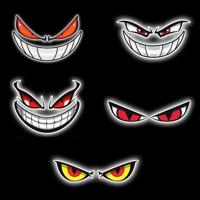 Reflective Motorcycle Sticker Devil Eyes Mouth Helmet Fairing Car Rear Window Decoration Decal Electric Stickers
