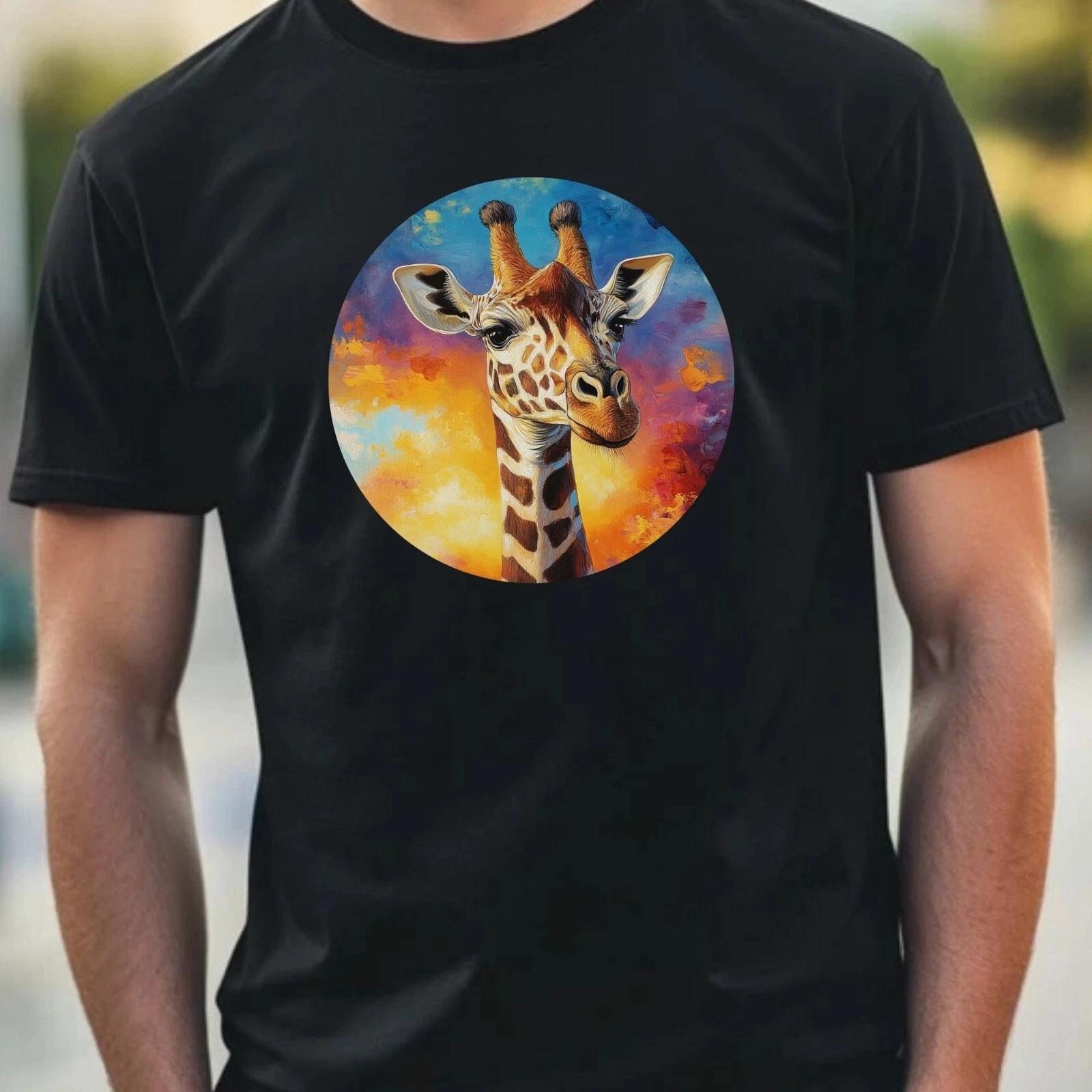 T-Shirt Herren Giraffe Portrait Motiv Baumwolle Größe XS bis 5XL M