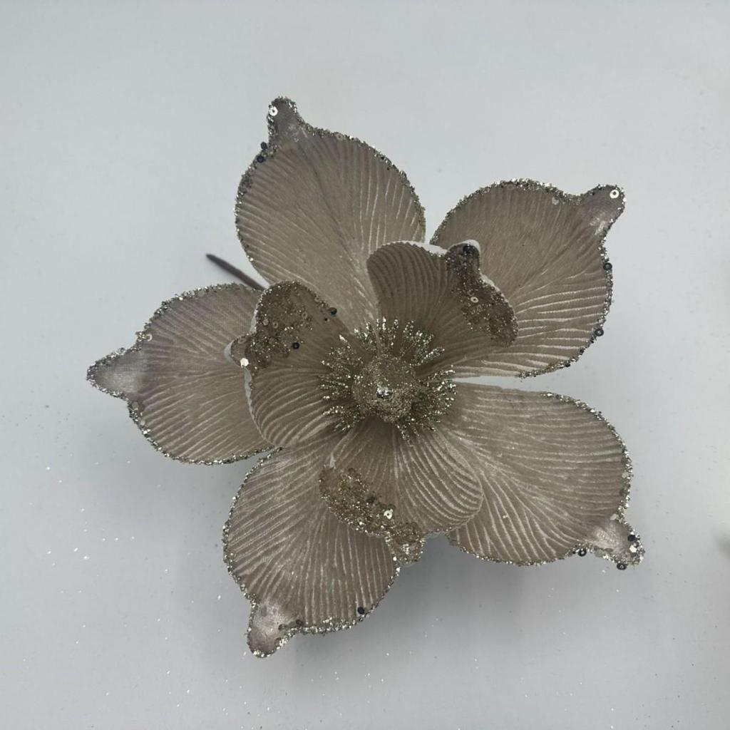 Glittering Gold Sequin Christmas Flower Tree Ornament