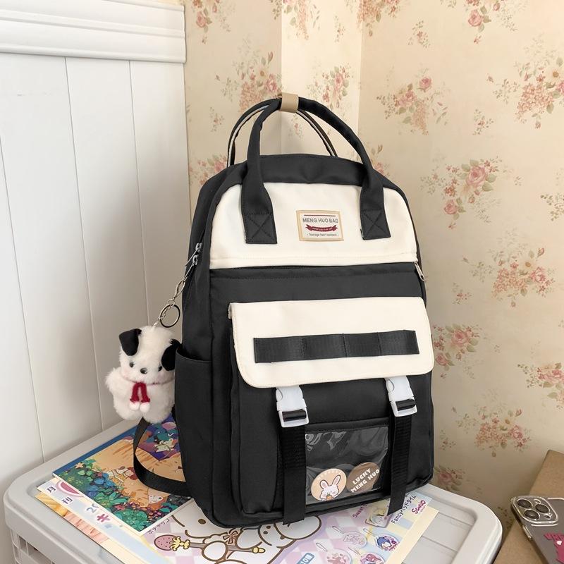 New high-value and lightweight schoolbag for junior high school students, college students, niche contrasting colors, portable backpack for women
