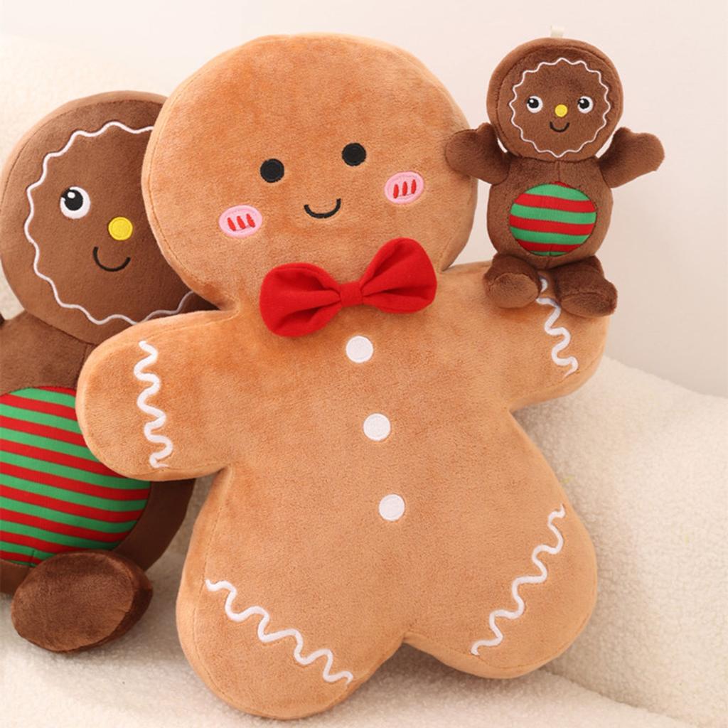 Christmas Gingerbread Man Plush Pillow Sofa Cushion Festive Home Decors Soft Stuffed Gingerbread Man Christmas Tree