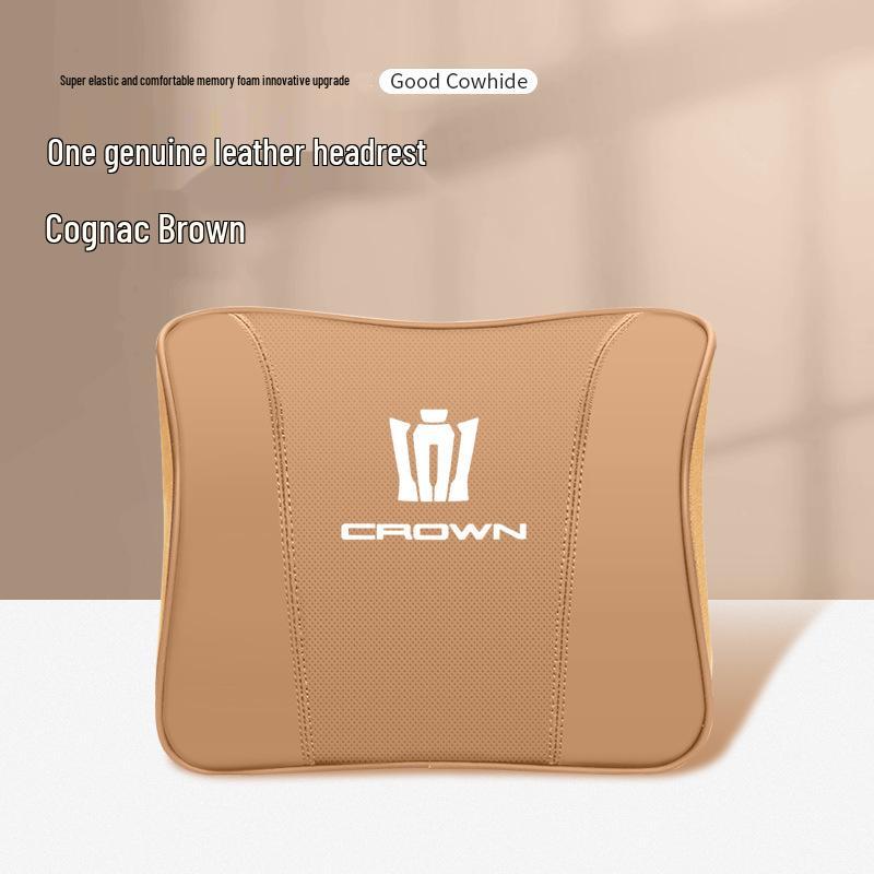 Genuine Leather Headrest & Lumbar Support for Toyota Crown Land Cruiser - Comfortable Neck Support & Decorative Accessory