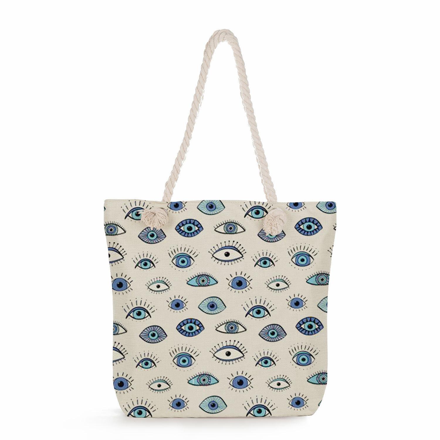 

Patterns and eyes print thick rope single-shoulder beach bag 7305