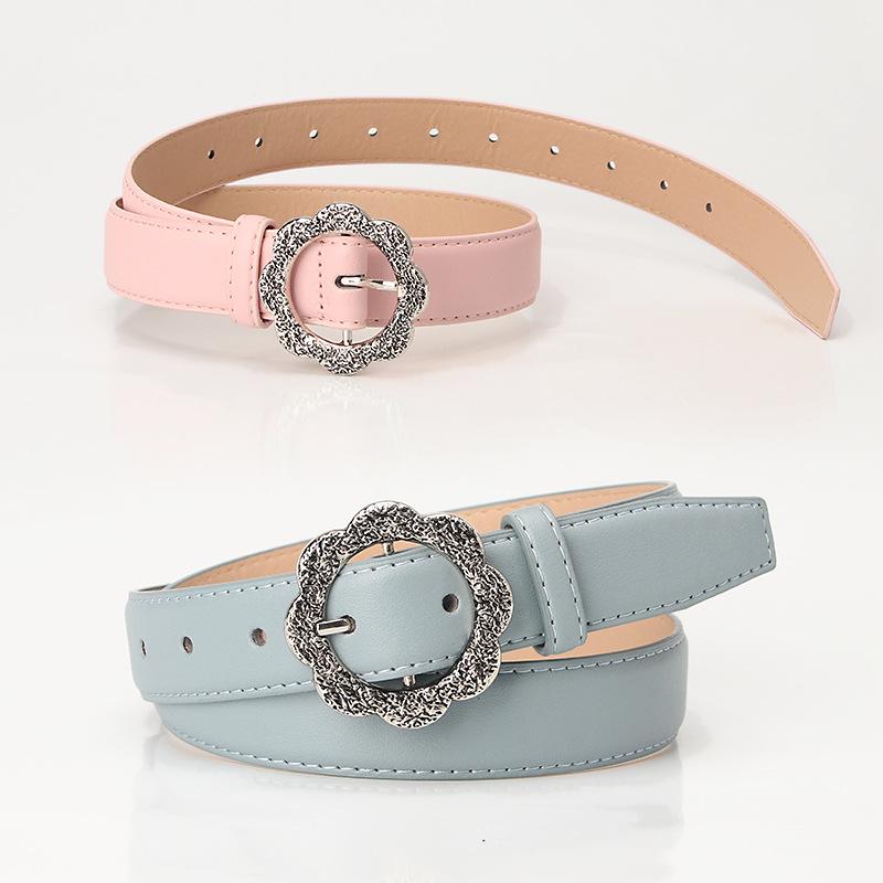 Women's Retro Floral Leather Belt - Stylish & Versatile Jeans Accessory