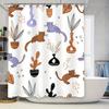 Moderner Duschvorhang für Badezimmer mit Flora-Katzen-Design, weißer Polyesterstoff, wasserdicht, dekorativ für Heim Badezimmer