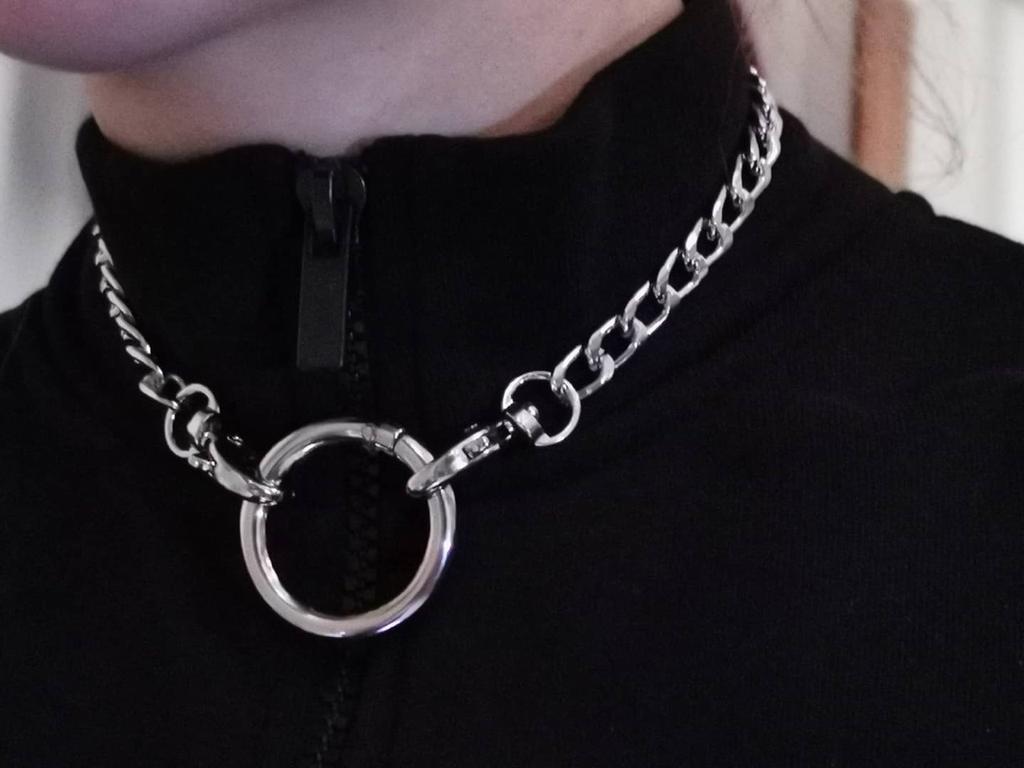 Harajuku Safety Pin Zipper Pull Choker, Dark Hip Hop Multi-loop Layered Necklace