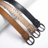 Double row rivet pin buckle women's belt retro punk decorative jeans fashion European and American style black