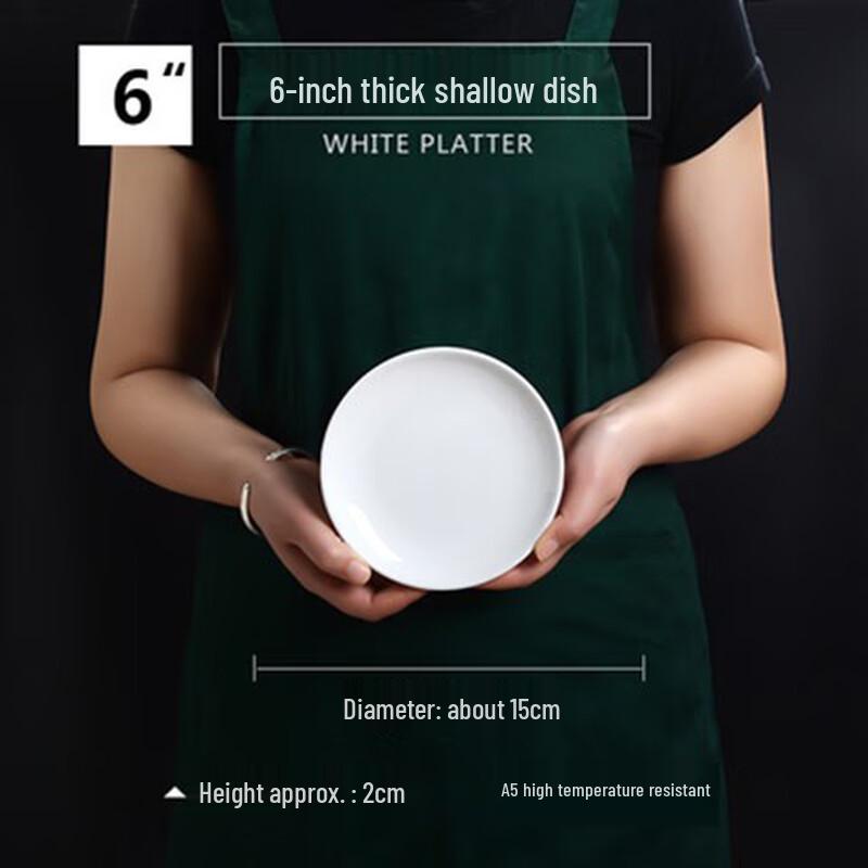 6-inch Round Melamine Shallow Dinner Plates (10-Pack)
