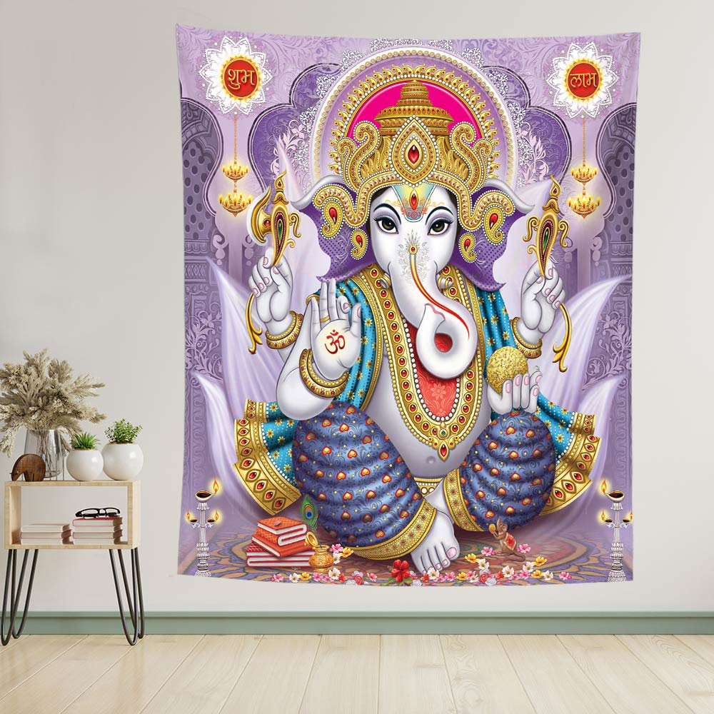 Home Decor Tapestry Lace Wall Hanging Hindu God Shiva Tapestry Indian Painting Wall Rug Yoga Mat