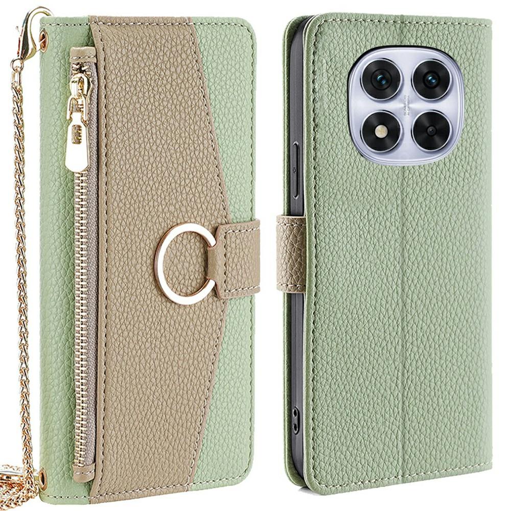 Lommeboketui til Xiaomi Redmi Note 14 Pro 5G/14 Pro+ 5G/Poco X7 5G Deksel i skinn med speil/kjede-skulderstropp