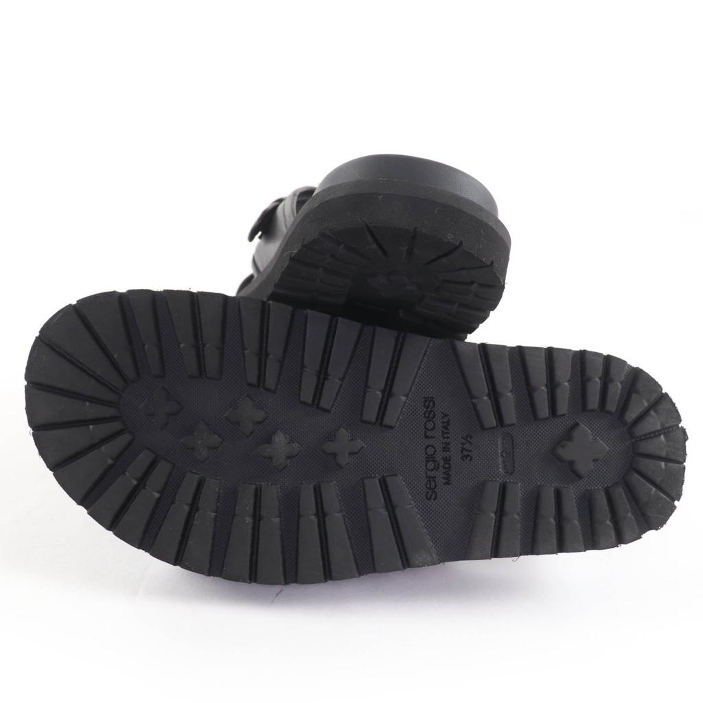 Very Good Sergio Rossi Sandals sr Twenty Leather cross with jewels black 37.5 Used