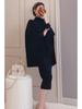 Women's Wool Blend Cape: Turtleneck Sweater Coat with Bat Sleeves - Cos Style for Autumn/Winter