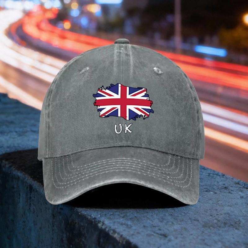 UK Flag Distressed Baseball Cap Washed Cotton Adjustable Vintage Sun Hat Outdoor Travel Cap