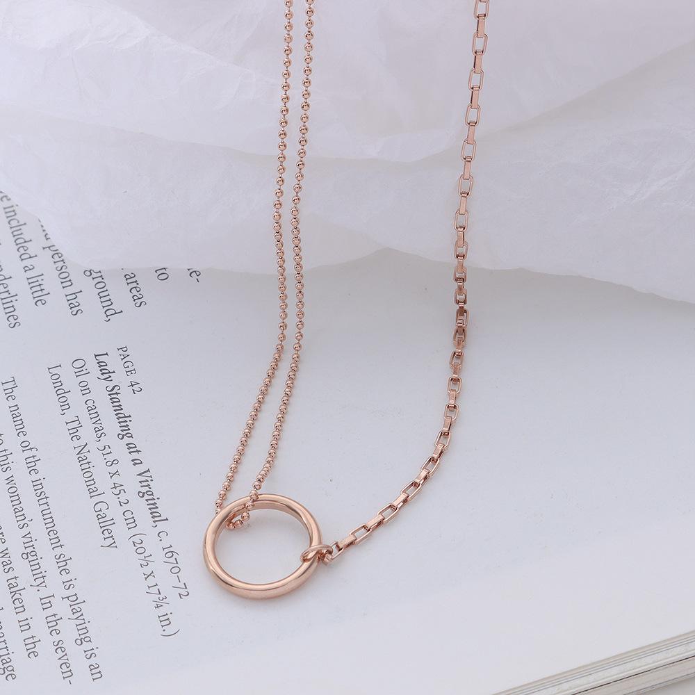 18 Karat Gold Geometrischer Kreis Doppelkette Halskette - Europäischer & Amerikanischer Stil
