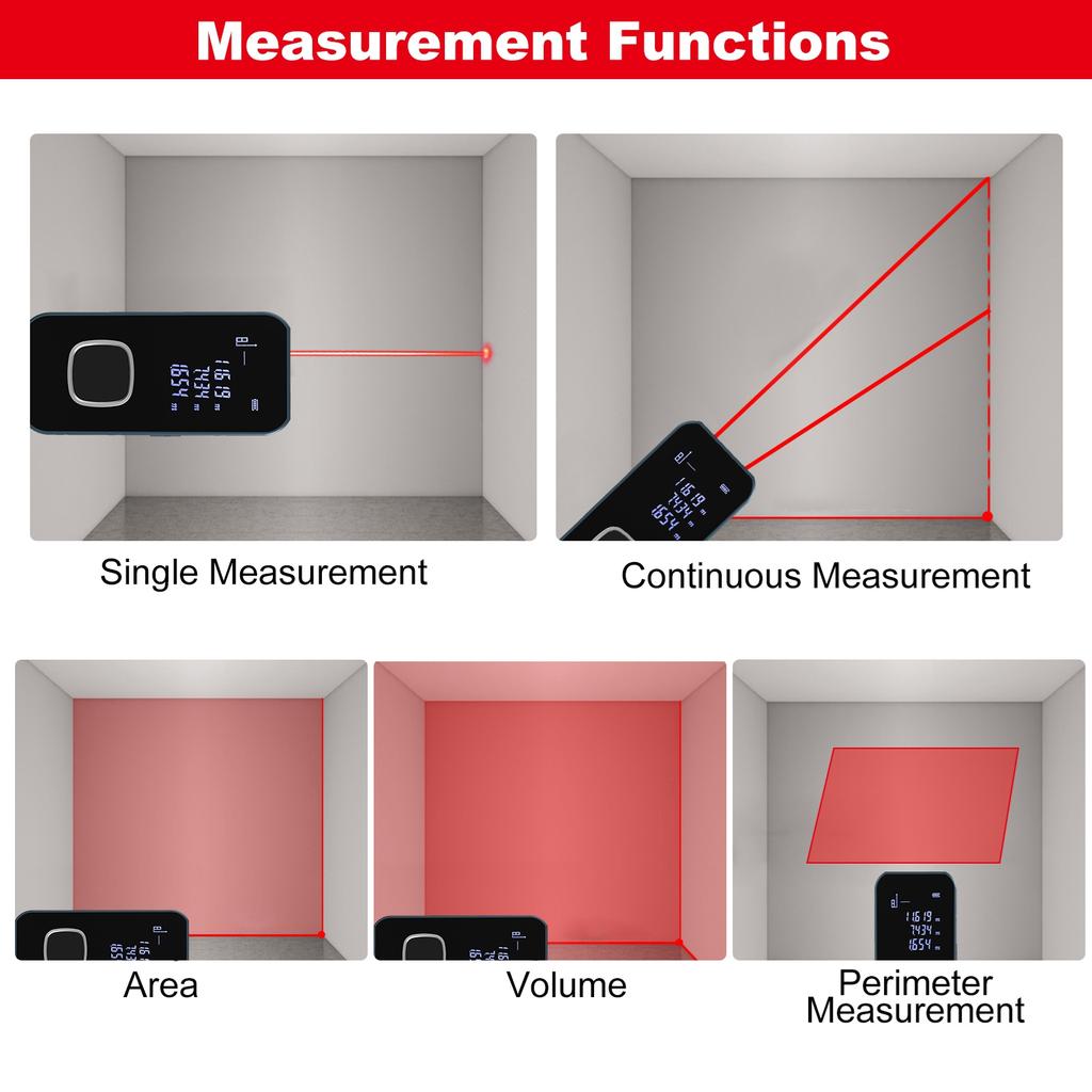 196ftCelsius60m     Measure Digital   Distance Met    Measurement Tool Range Find  with Backlit LCD Electronic Angle Sensor Measure A
