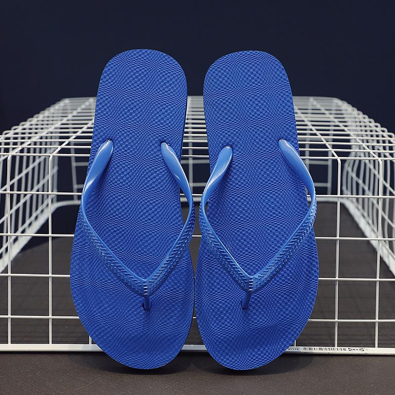 Flip-flops women's summer new non-slip outdoor wear solid color pinched feet seaside beach couple men's cool slippers