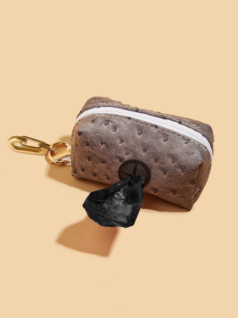 Premium Dog Poop Bag Holder for Leash,PU Leather Bag Dog Poop Bag Dispenser Doggie Waste Bag Holder Puppy Poop Bag Carrier Fits
