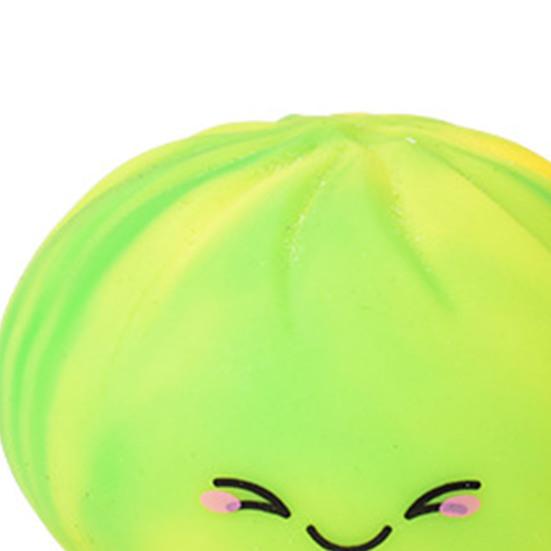 Smiling Steamed Bun Stress Ball Anti-Anxiety Colorful Dumpling Squeeze Toy Soft Stretchy Simulated Dough Ball Fidget Sensory Toy