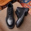 Martin Boots Men'S High-Top British Overalls Boots Versatile Trendy Shoes Winter Velvet Leather Short Boots Snow Boots