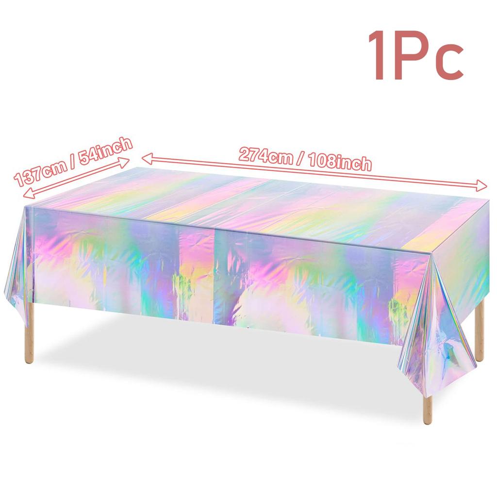 Fețe de masă din plastic iridescent, strălucitoare, de unică folosință, cu laser, dreptunghiulare, huse pentru petrecere, decorațiuni de nuntă și ziua de naștere