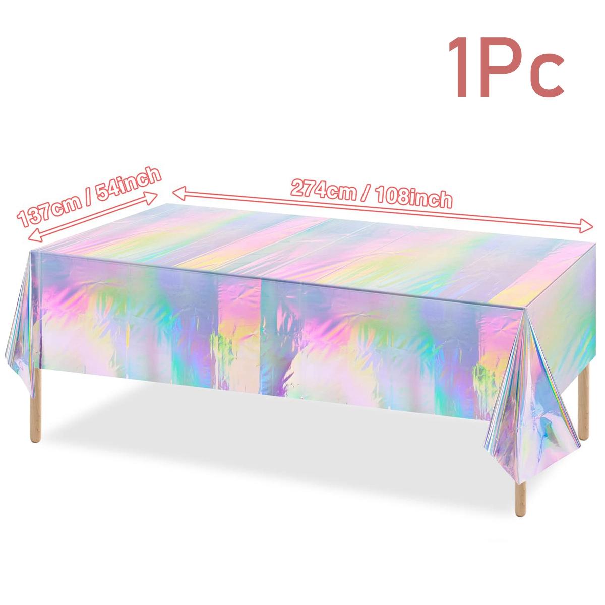 

Пластиковые скатерти с переливчатым рисунком, блестящие одноразовые лазерные прямоугольные скатерти, украшения для вечеринок, дня рождения, свадьбы