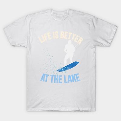 T-Shirt Damen Wakeboarding Life Is Better At The Lake Harajuku Print Kawaii T-Shirt Sommer Kurzarm Damen T-Shirt Top Tee