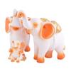 Resin Elephant Showpiece For Home Decoration Item, Table Décor, White & Orange