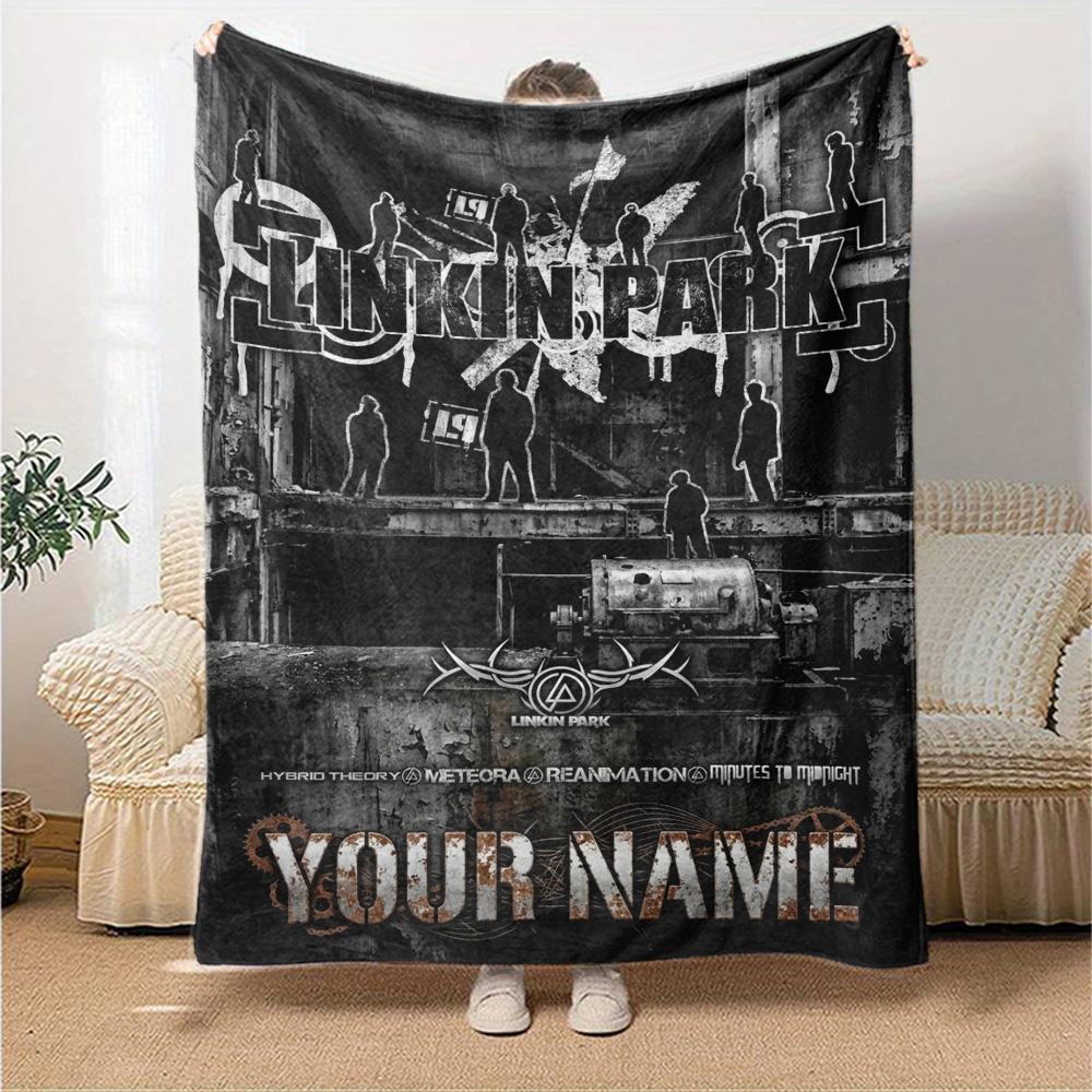 Name Custom Band Logo Linkin-Park Print Flannel Blanket High Quality Warm Comfortable Cover for All Seasons Perfect for Gifts Home Decor