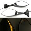 1 Pair for Honda Kawasaki Suzuki Universal Motorcycle LED Turn Signals Rearview Mirrors Moto Modified Side Mirror with Light