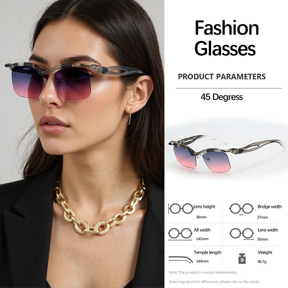 

Солнцезащитные очки Modern Vintage для женщин, полуободок, квадратные линзы, геометрическая линия, очки, простые модные аксессуары, женские очки