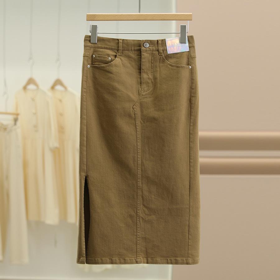 

Женская корейская миди-юбка Aossidu с завышенной талией и облегающего кроя, осенняя коллекция Extra Large хаки/коричневый